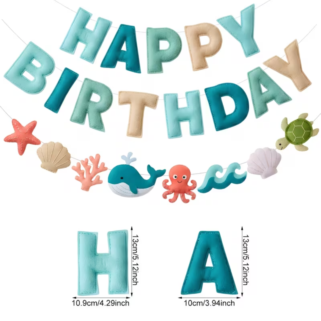 Underwater Ocean Theme Happy Birthday Felt Banner