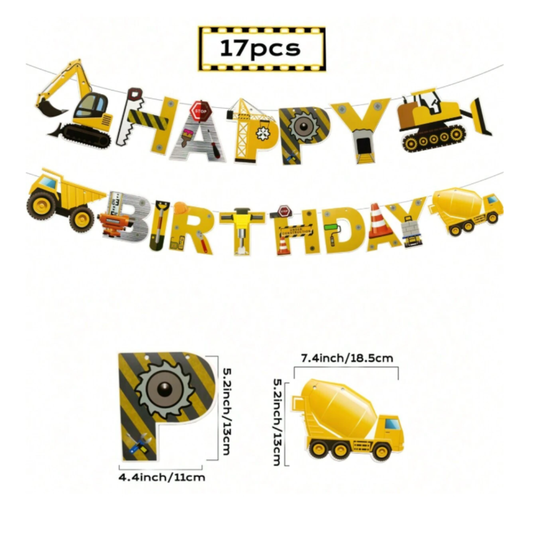 Construction Theme Birthday Banner