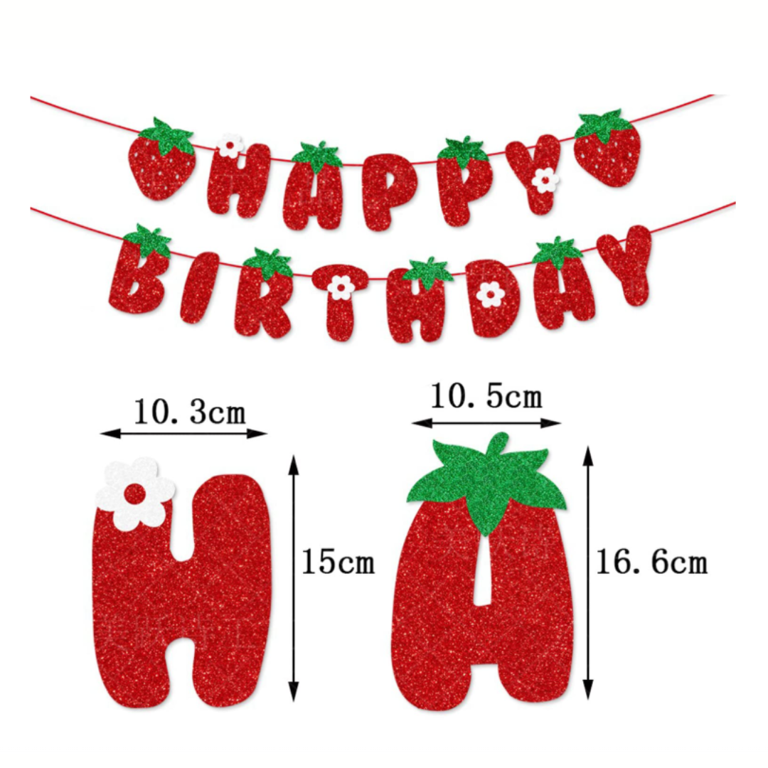 Strawberry Happy Birthday Banner and Hanging