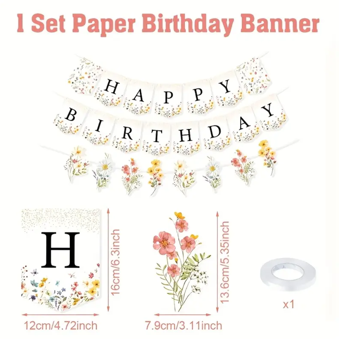 Wildflower Spring Flower Happy Birthday Banner