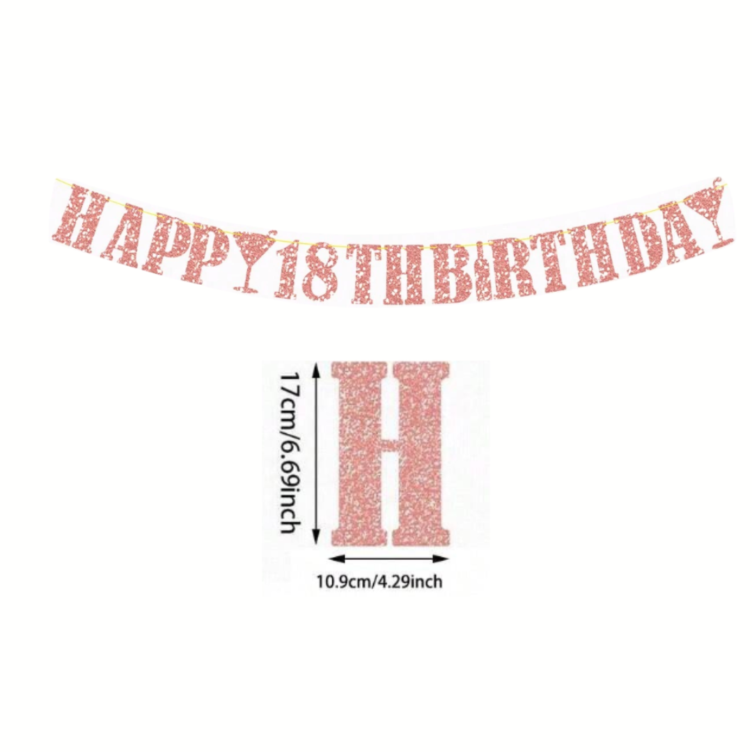 18th Happy Birthday Glitter Banner