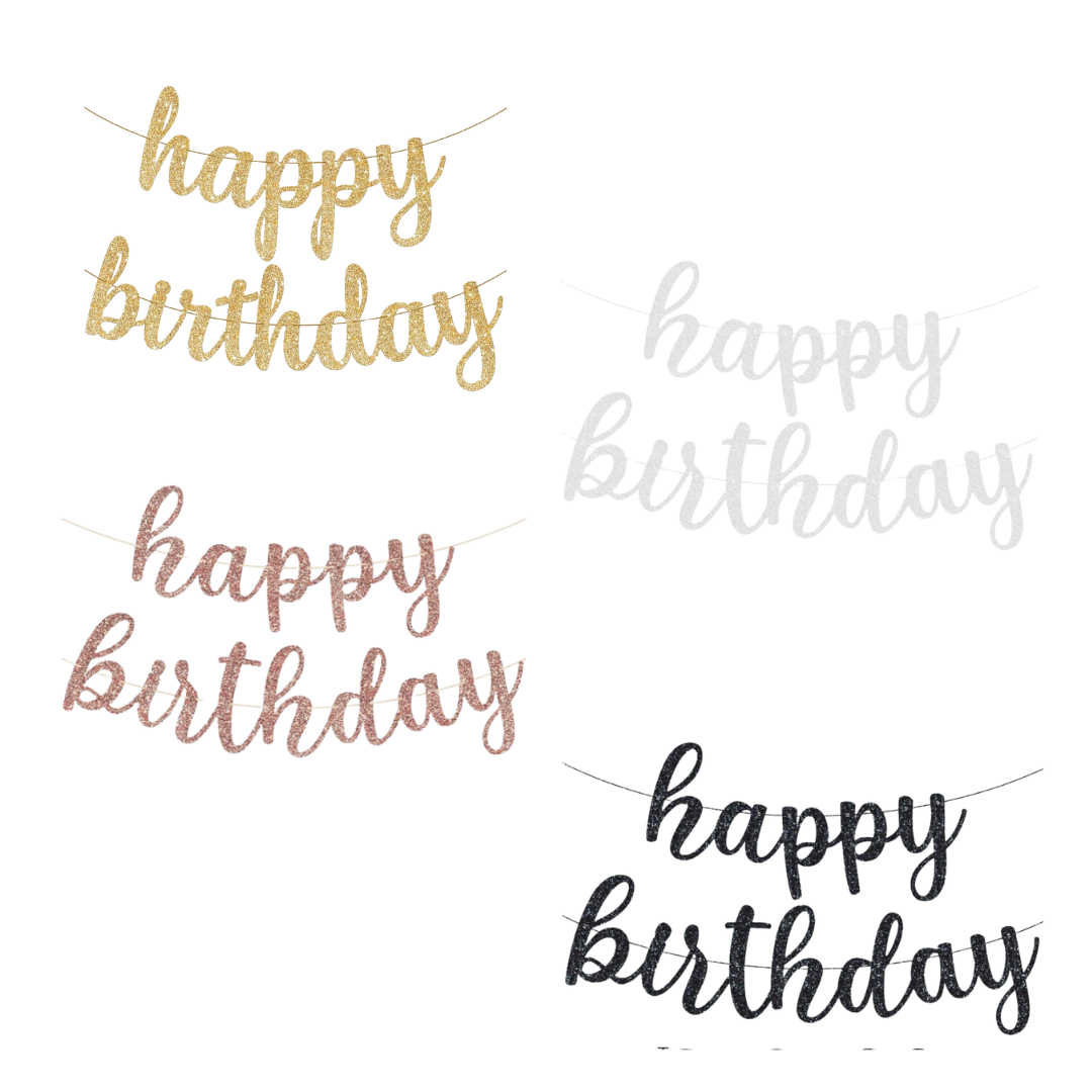 Glitter Happy Birthday Banner