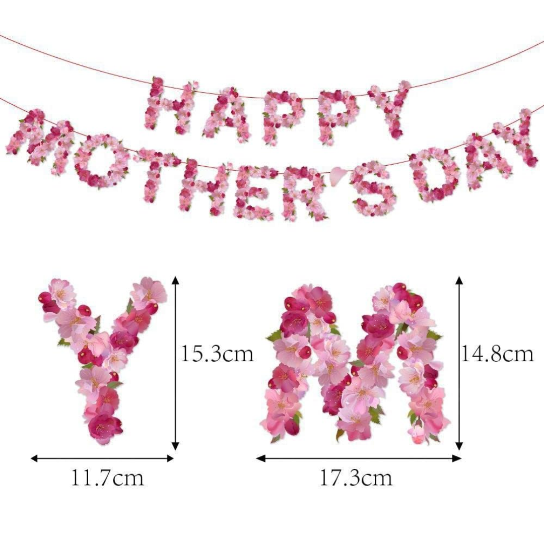 Happy Mother's Day Banner With Flower Decoration