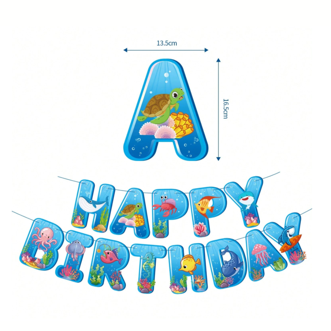 Ocean Theme Underwater Happy Birthday Banner