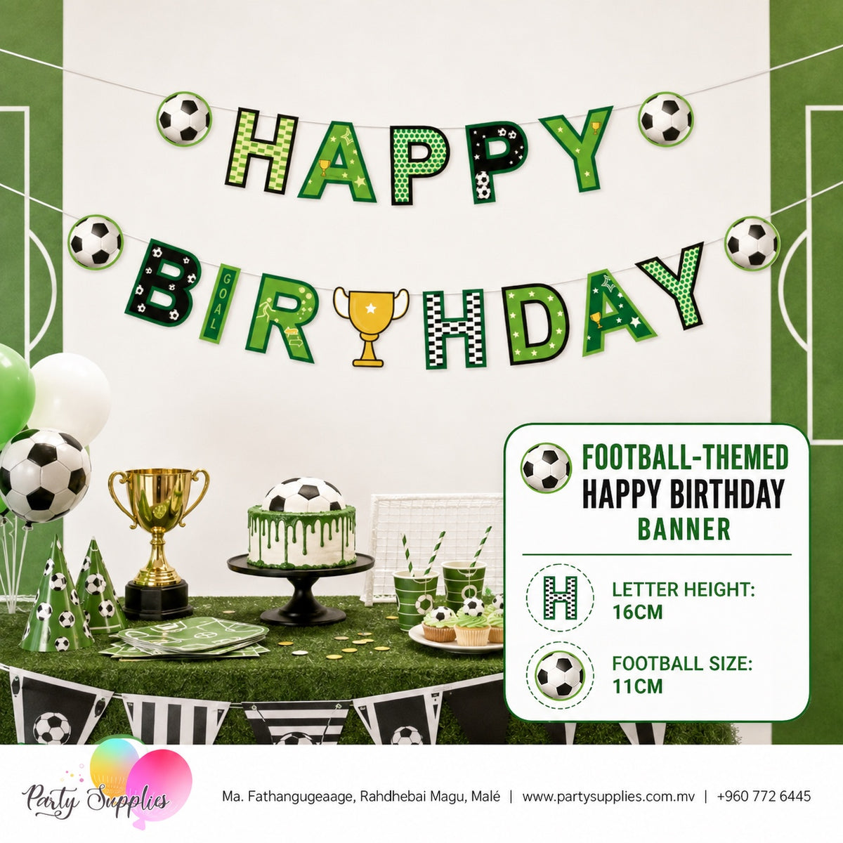 Football-Themed Happy Birthday Hanging Banner