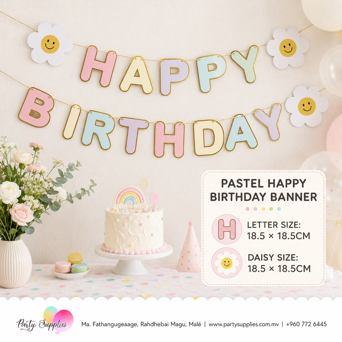 Pastel Colours Happy Birthday Pull Flag Banner