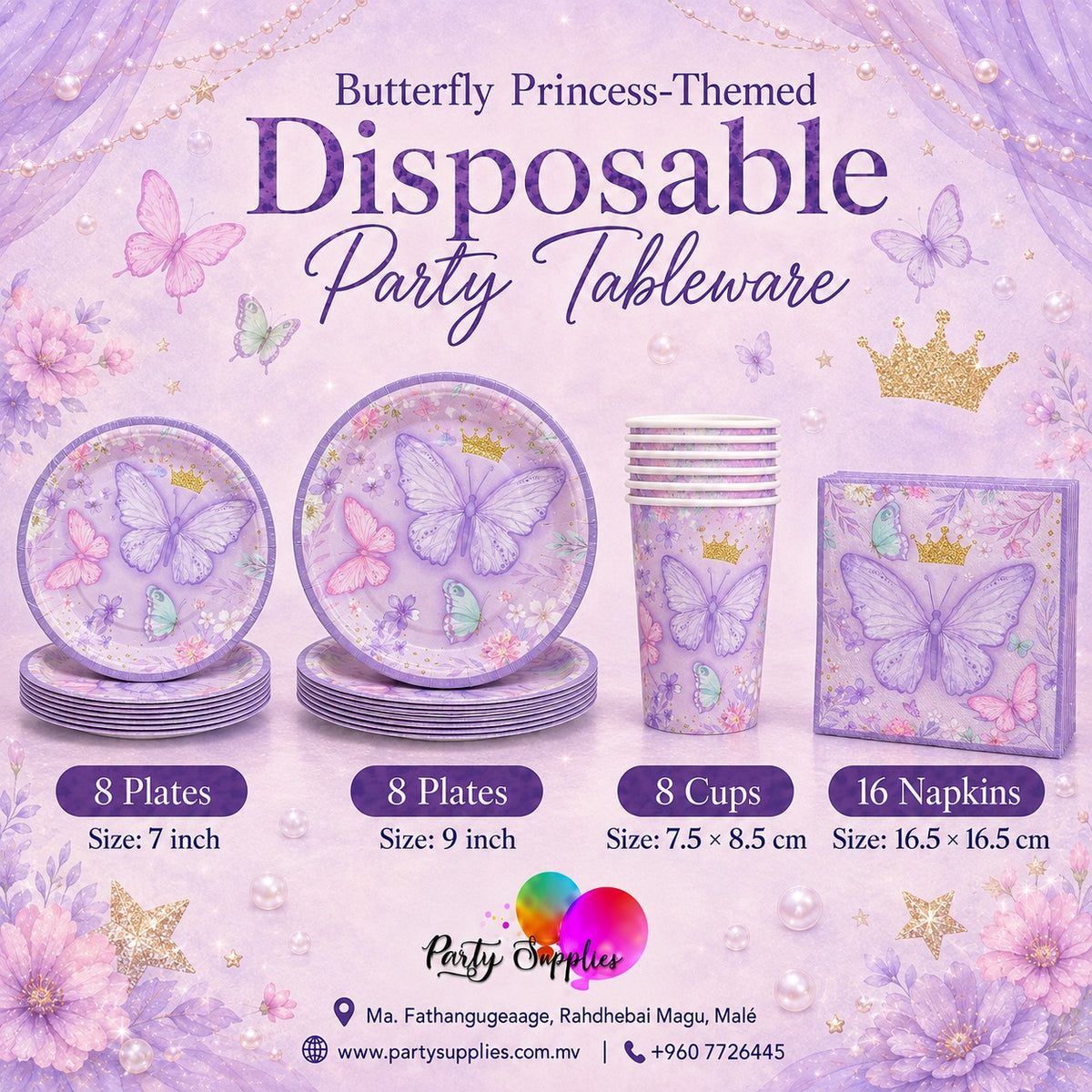 Purple Butterfly Theme Dinnerware Set