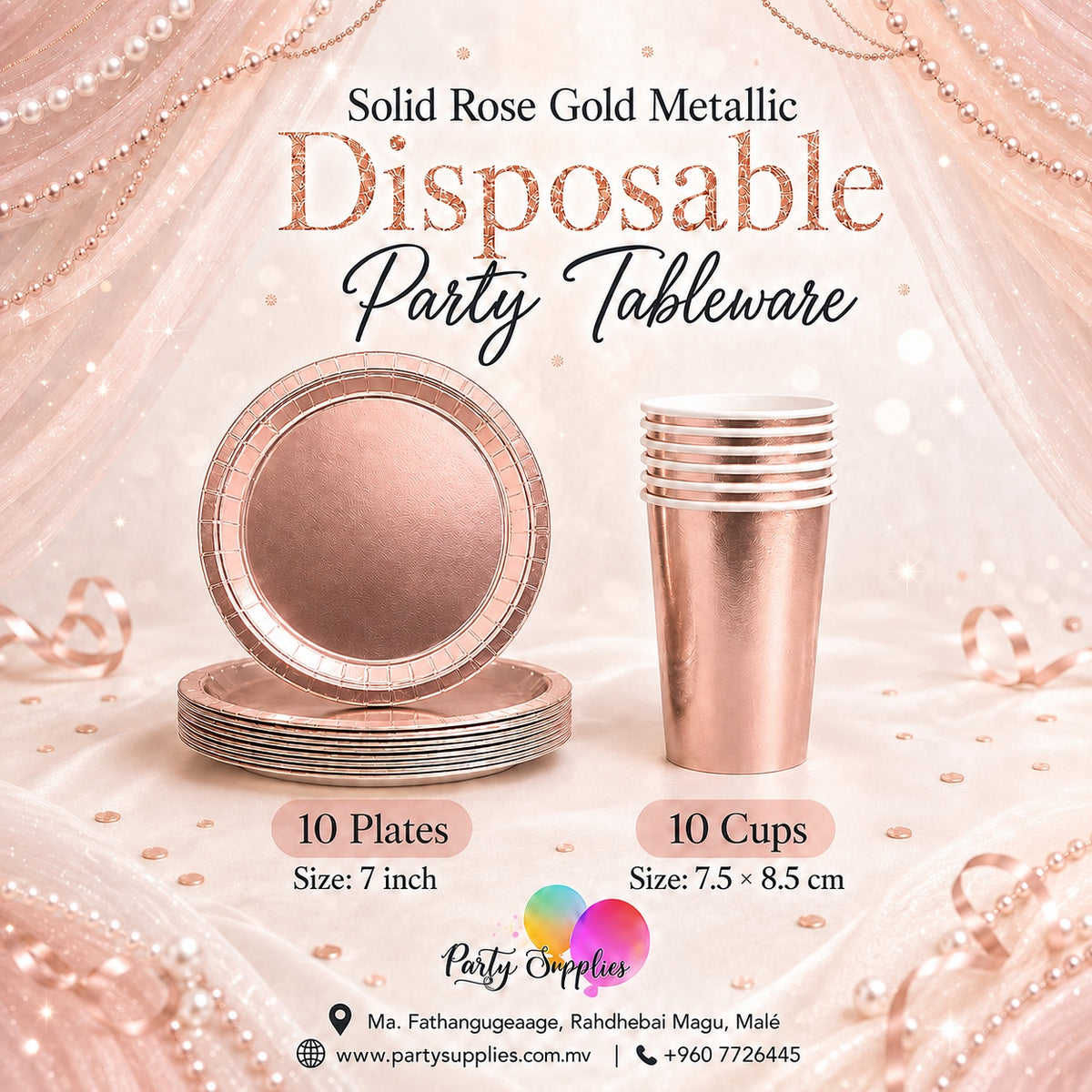 Solid Rose Gold Metallic Dinnerware