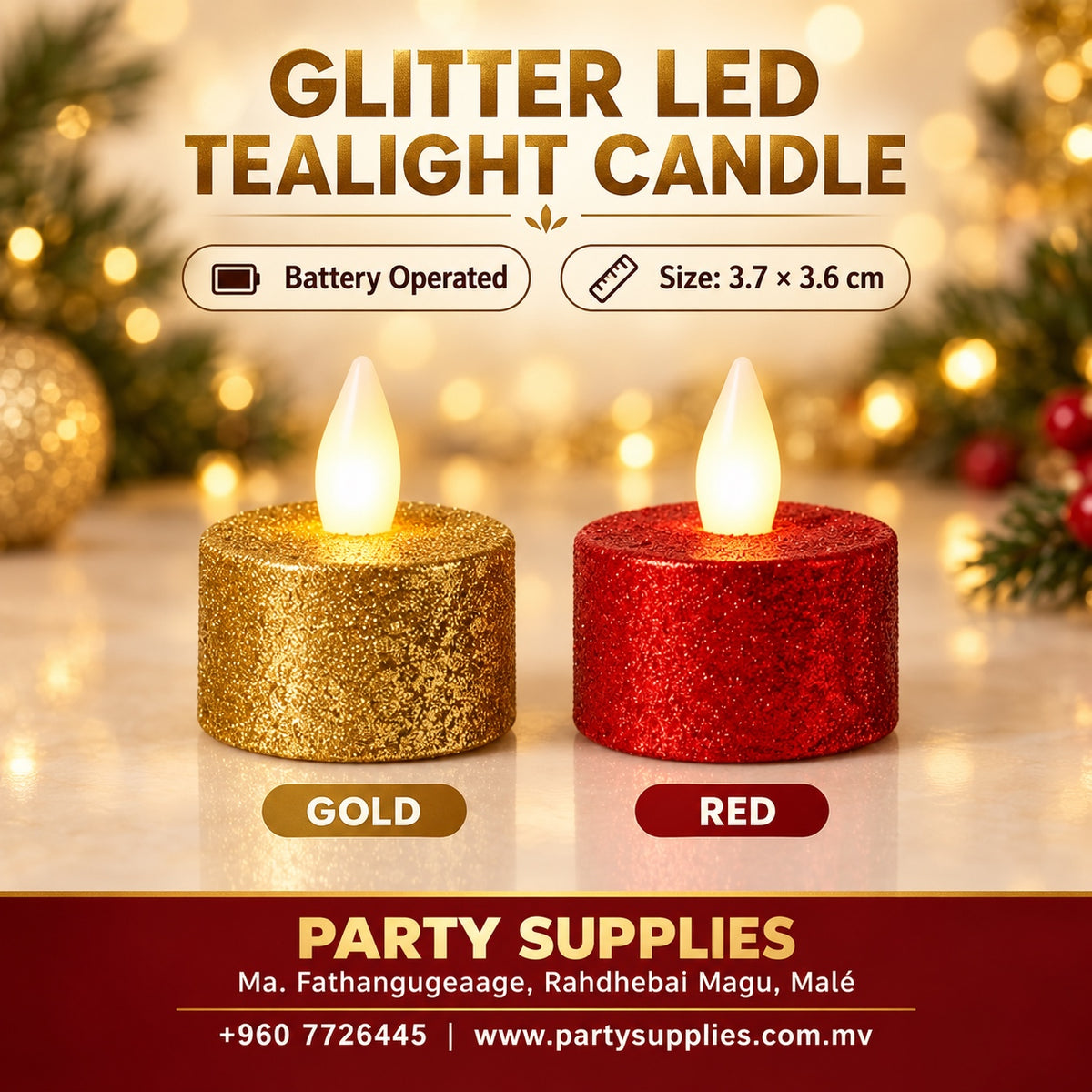 Glitter Led Tealight Candle