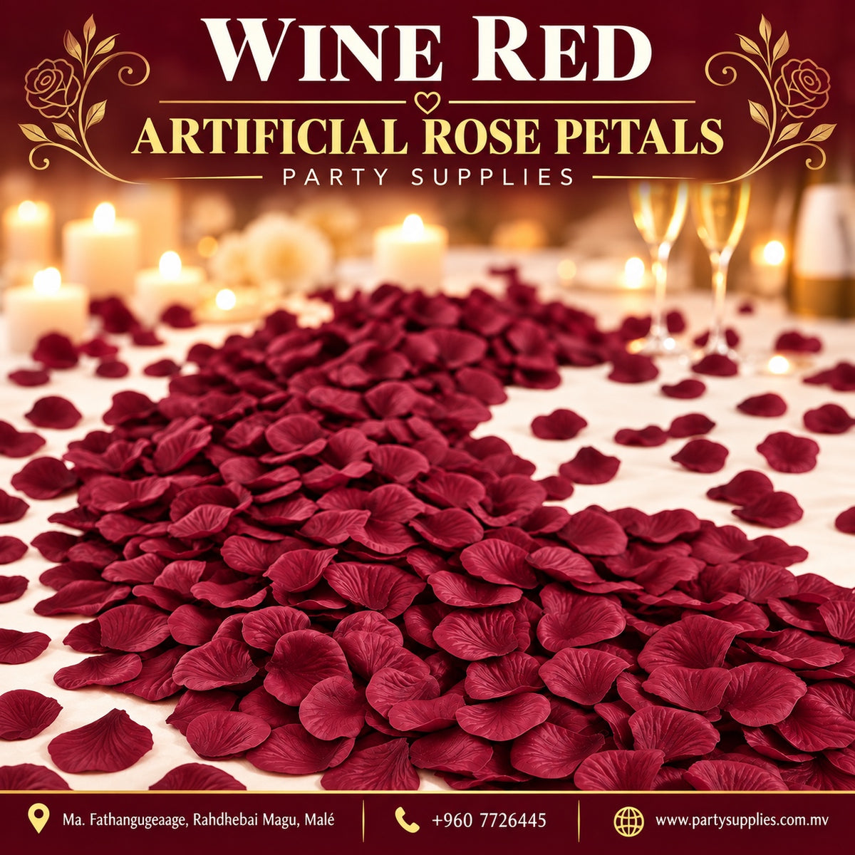 1000pcs Wine red Artificial Rose Petals