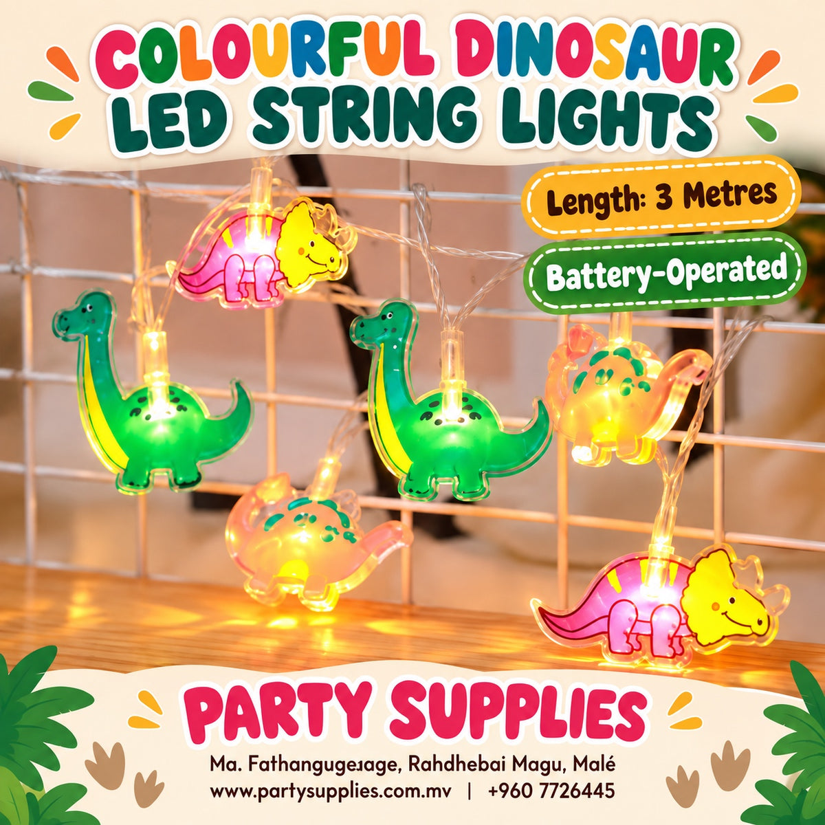Colorful Dinosaur LED String Lights