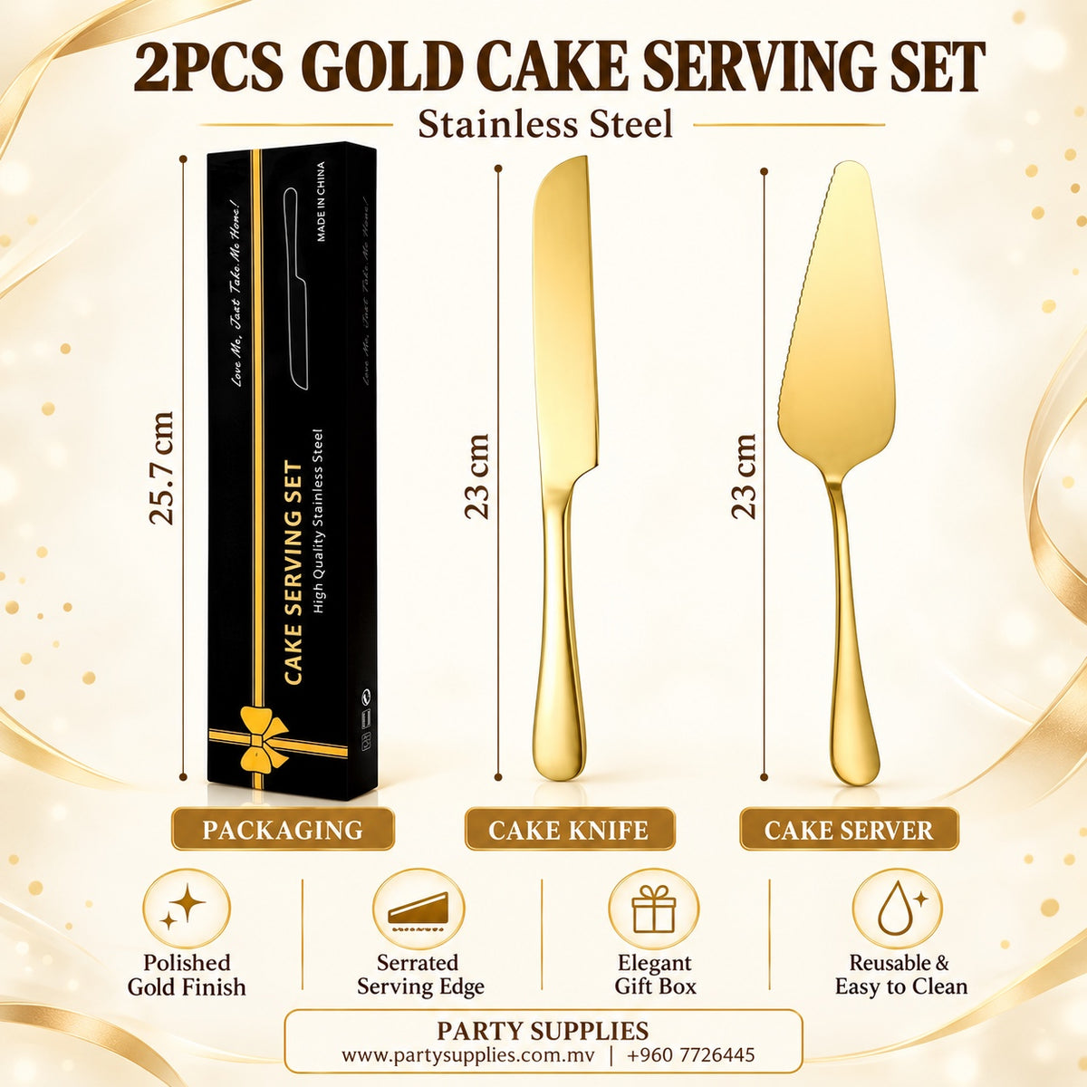 2PCS Gold Cake Serving Set