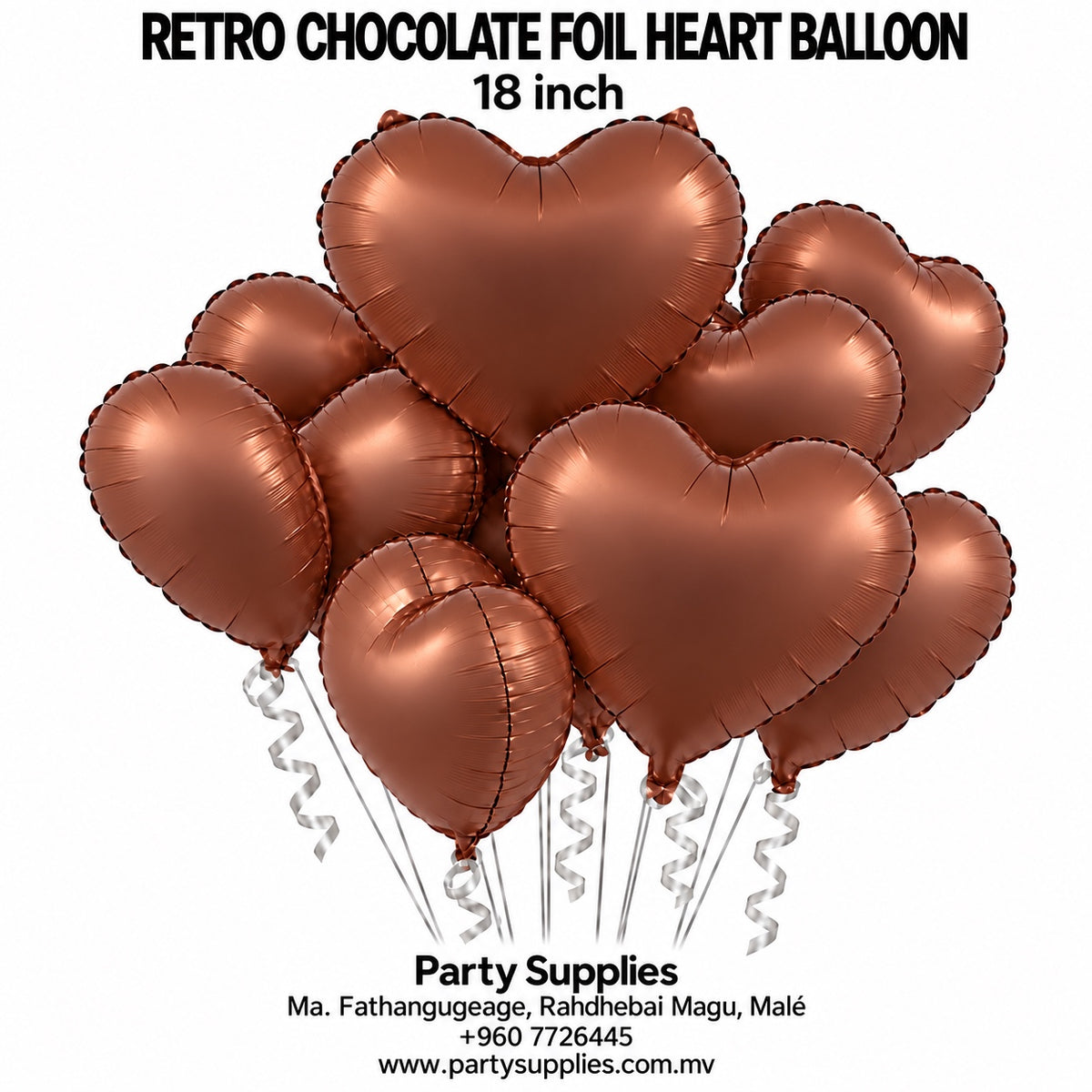 18-inch Retro Chocolate Foil Heart Balloons