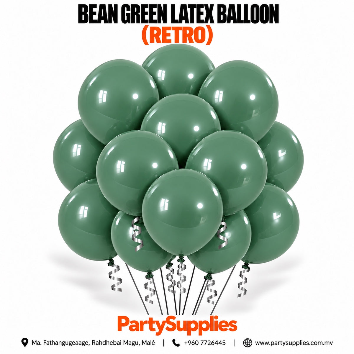 Bean Green Retro Latex Balloons