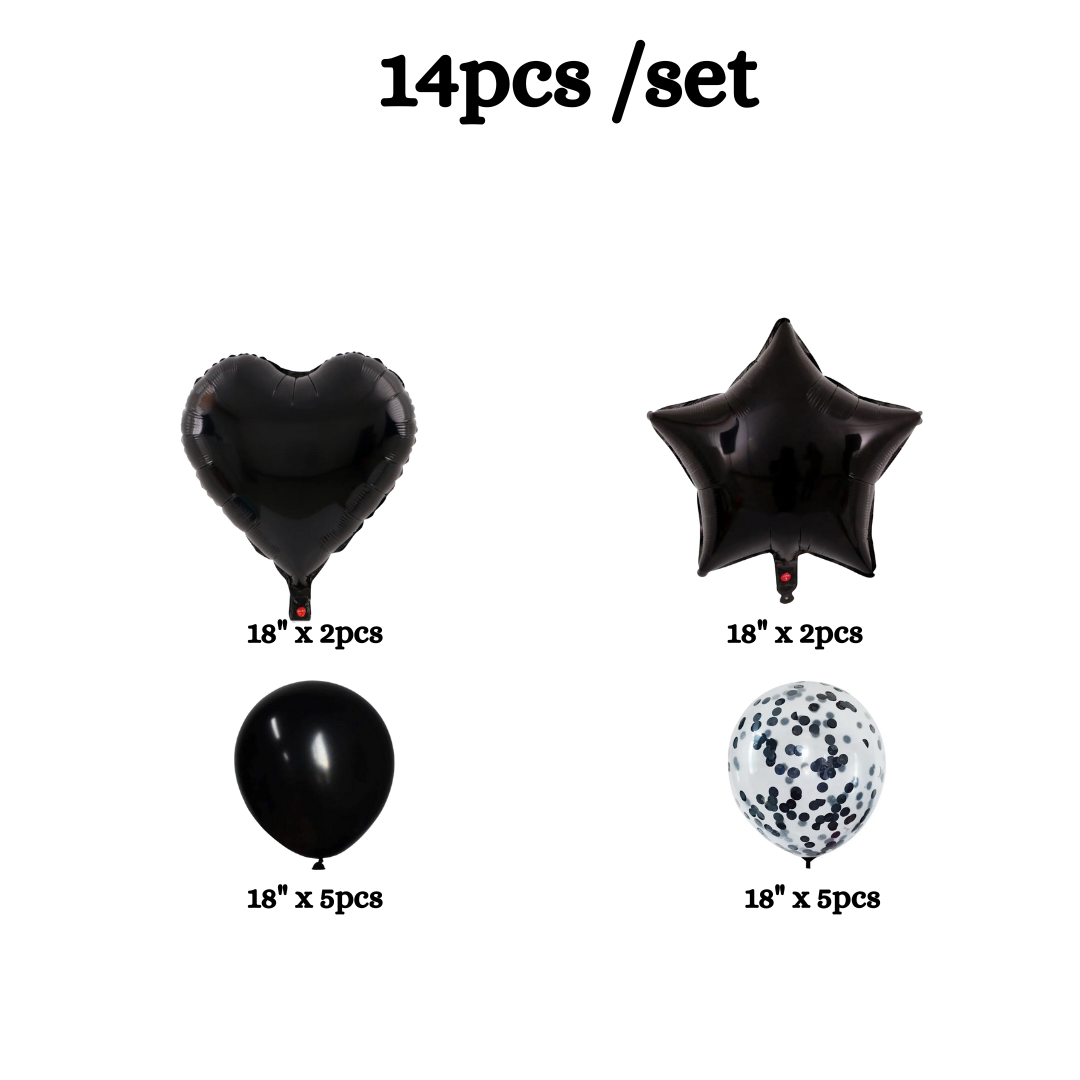 14pcs Black Balloon Set