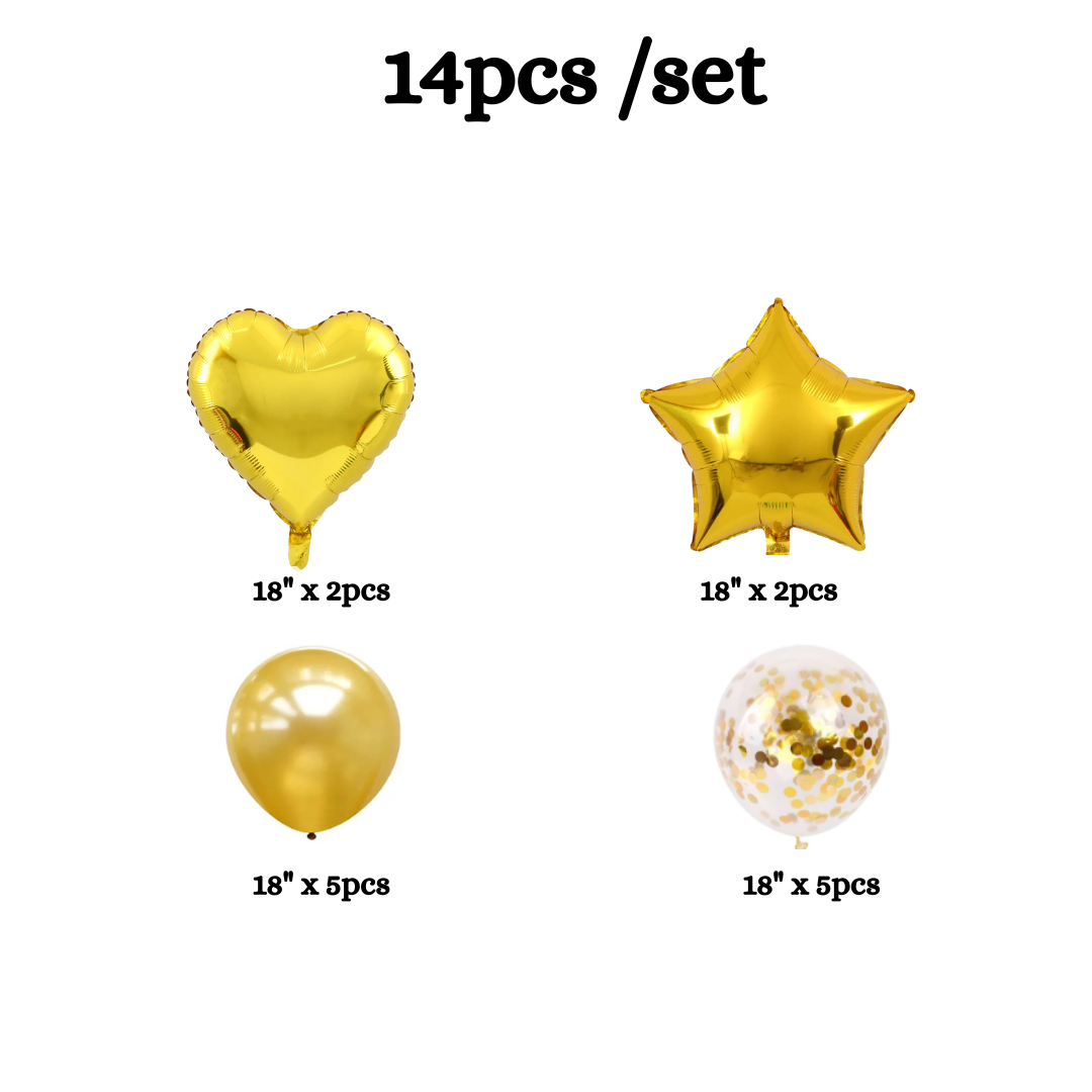 14pcs Gold Balloon Set