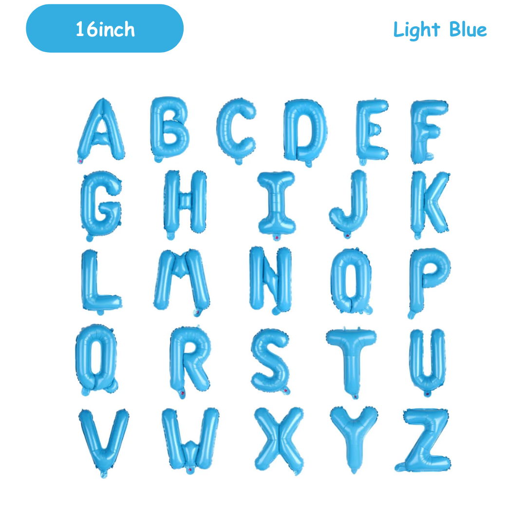 16inch Light Blue Foil Letters A-Z Alphabets