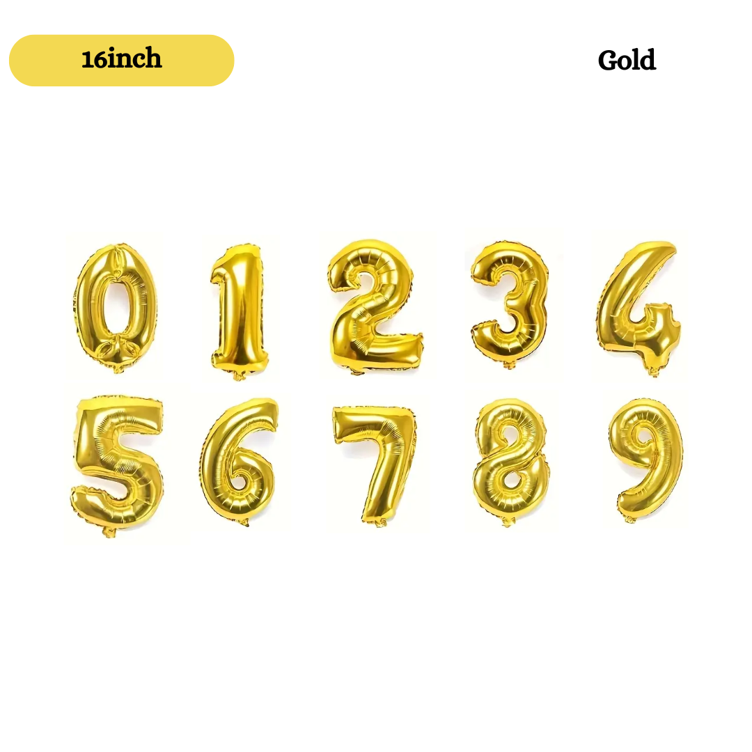 16inch Small Gold Foil Number, 0-9