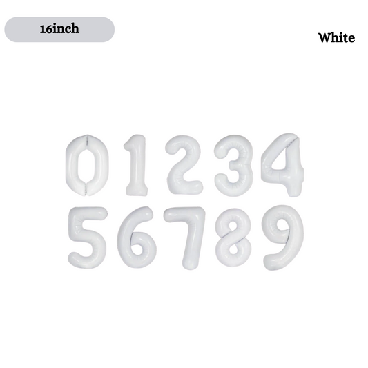 16inch Small White Foil Number, 0-9