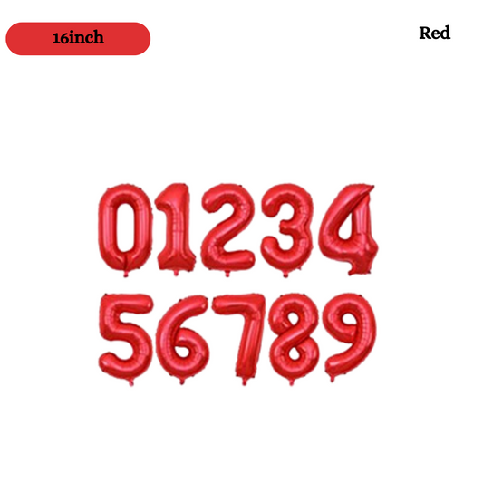16inch small Red Foil Number, 0-9