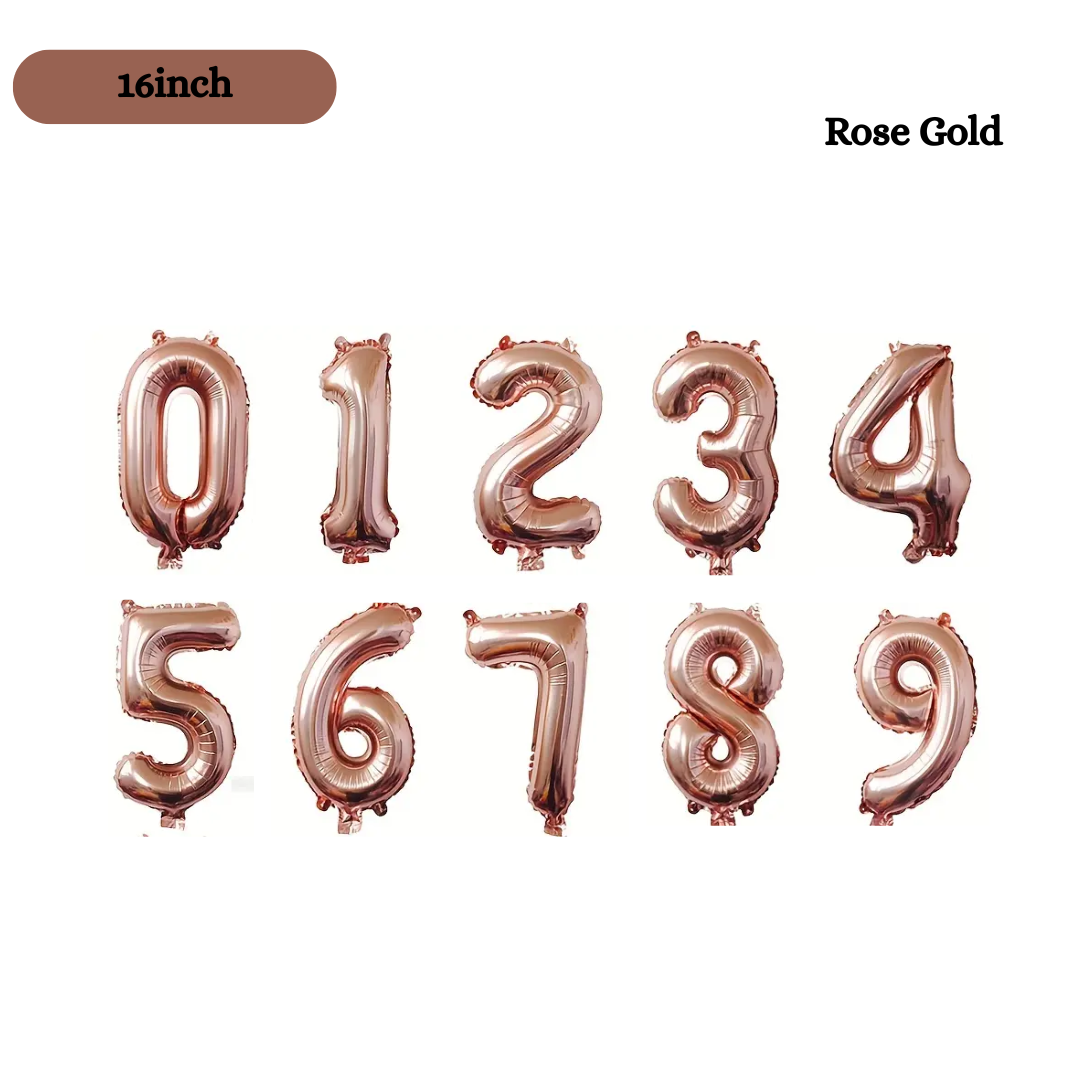 16inch Small Rose gold Foil Number, 0-9