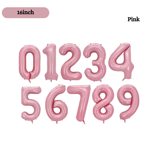 16inch Small Pink Foil Number, 0-9