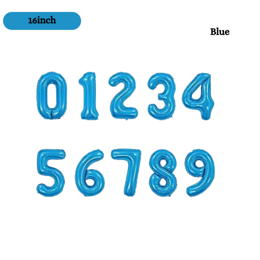 16inch Small Blue Foil Number, 0-9