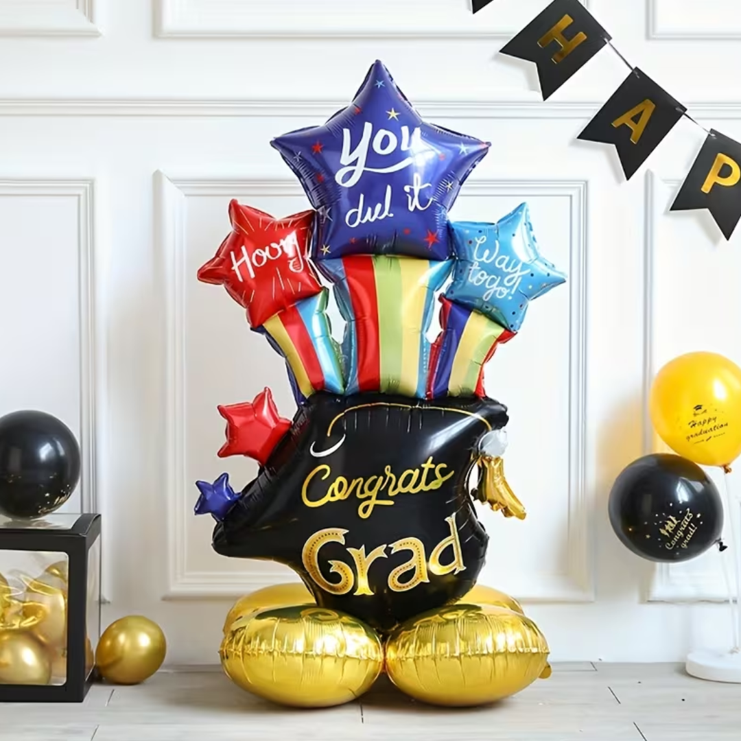 Large free standing graduation foil balloon