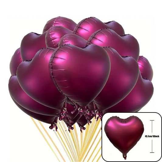 1pcs Wine Red Burgundy Foil Heart Balloon