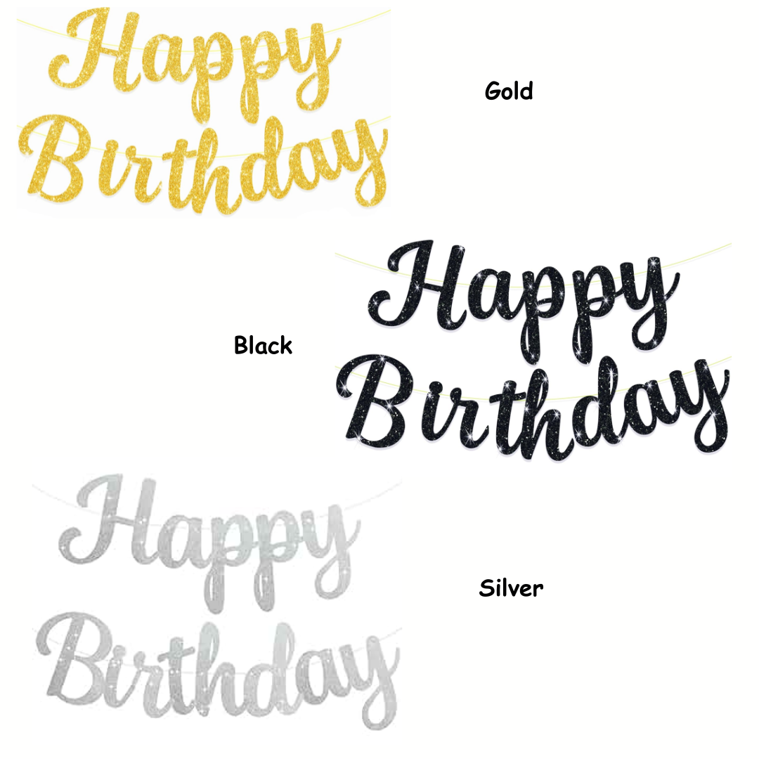 Glitter Happy Birthday Paper Banner