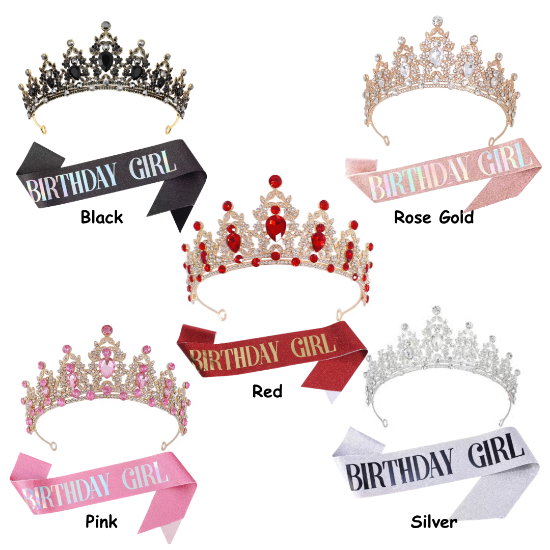 Birthday Girl Sash and Crown Set
