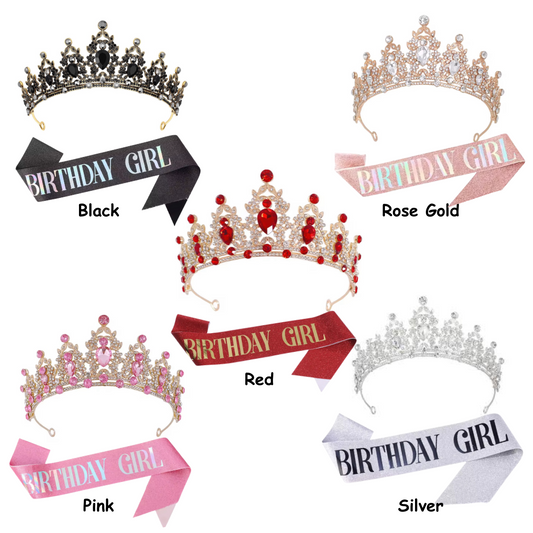 Birthday Girl Sash and Crown Set