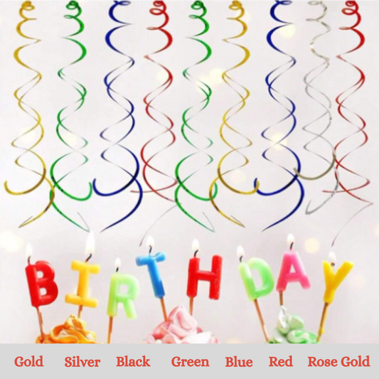 6 Pcs set Colourful Ceiling Swirl Foil Decorations Hanging Plastic Streamer