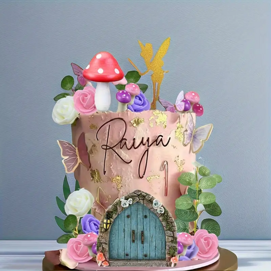32pcs Garden Fairy Mushroom House Cake Topper