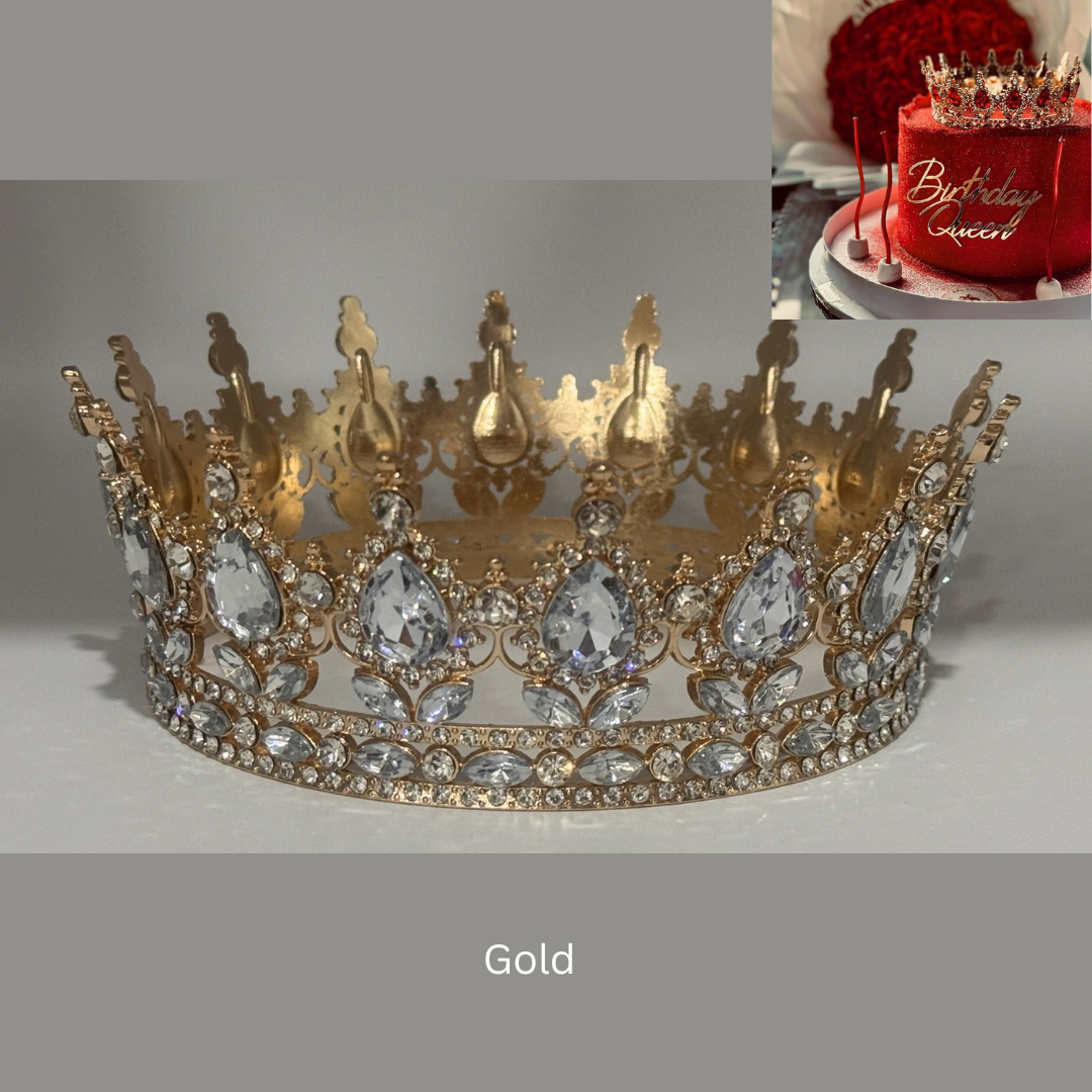 Gold Rhinestone Cake Crown