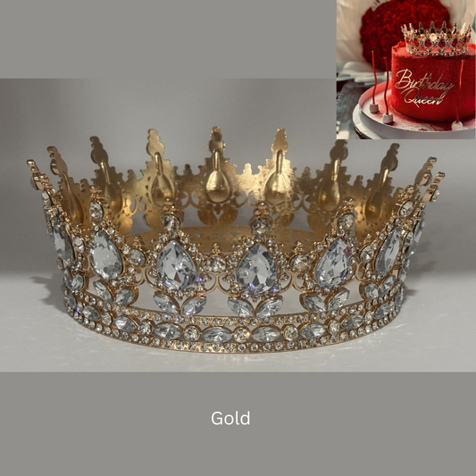 Gold Rhinestone Cake Crown