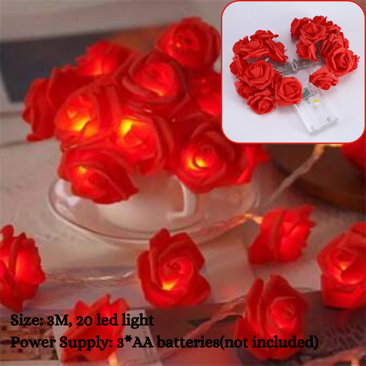 30m 20 Led Warm Foam Red Rose Fairy String Light