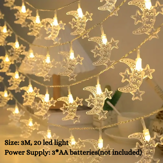 30m 20 Led Warm Moon Three Stars Fairy String Light