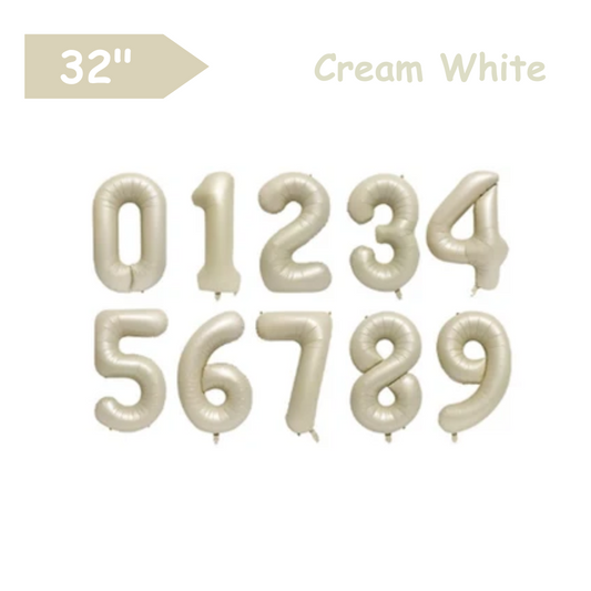 Cream White - 32inch Foil Number Balloons