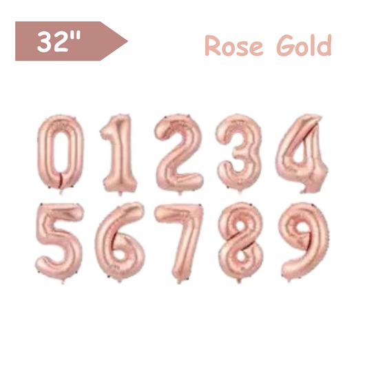 Rose Gold - 32inch Foil Number Balloons