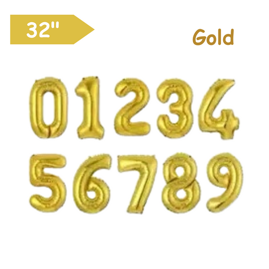 Gold - 32inch Foil Number Balloons