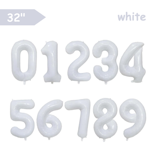 White - 32inch Foil Number Balloons