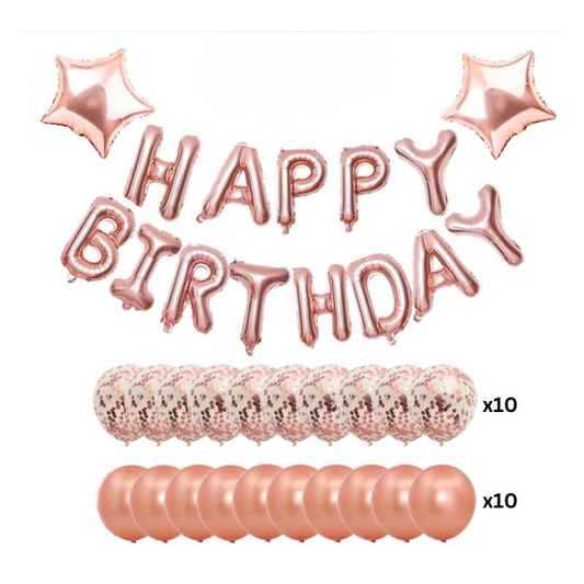 35pcs Rose Gold Happy Birthday Balloon Set