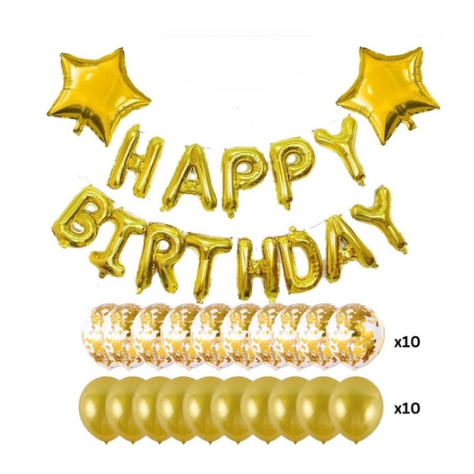 35pcs Gold Happy Birthday Balloon Set
