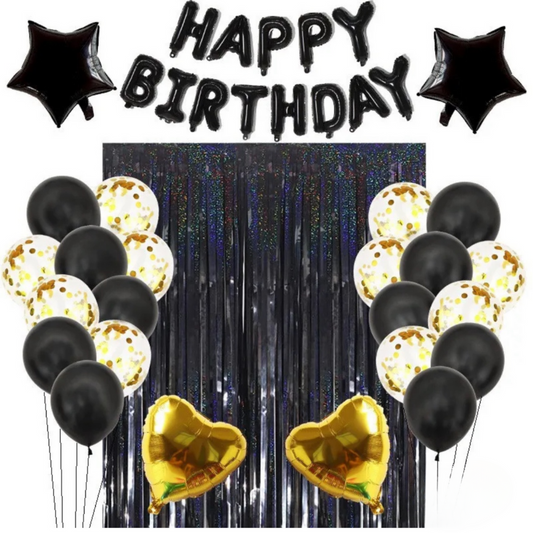 38pcs Gold and black Birthday Party Decorations Set