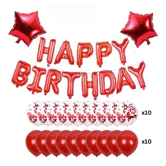 35pcs Red Happy Birthday Balloon Set