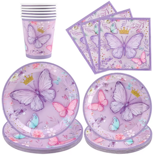 Purple Butterfly Theme Dinnerware