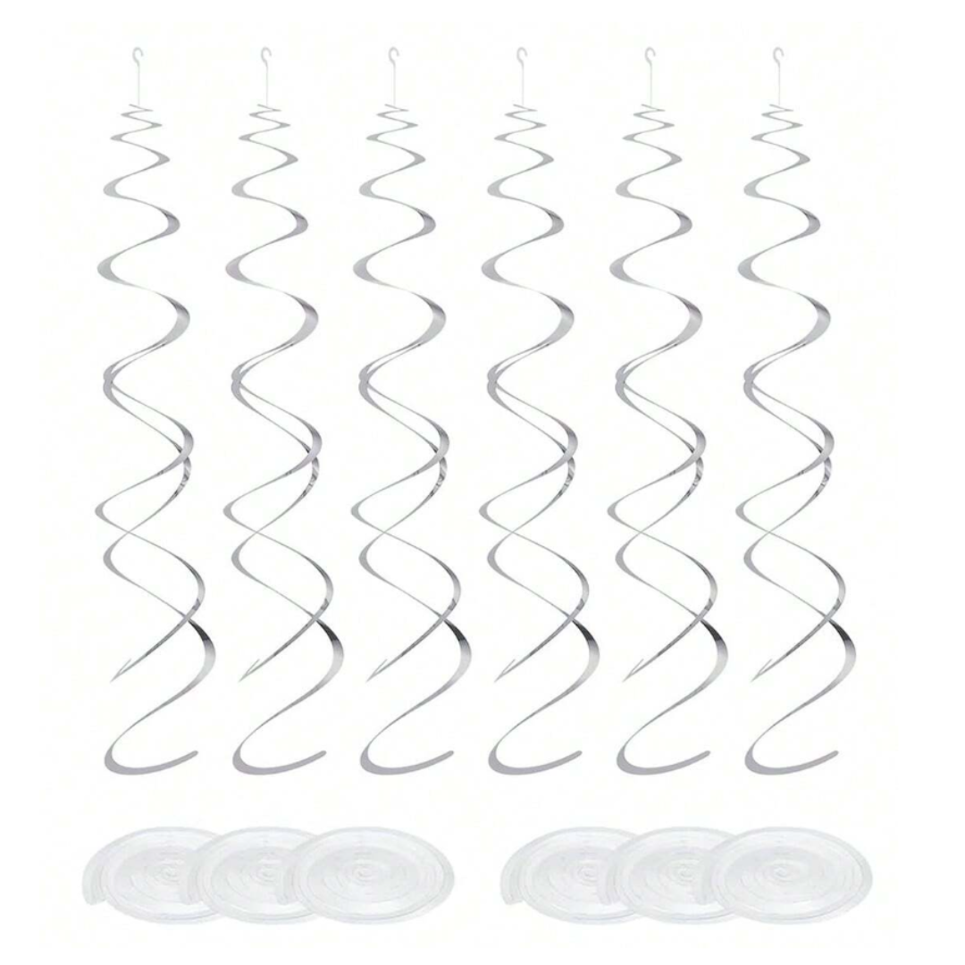 6 Pcs set Colourful Ceiling Swirl Foil Decorations Hanging Plastic Streamer