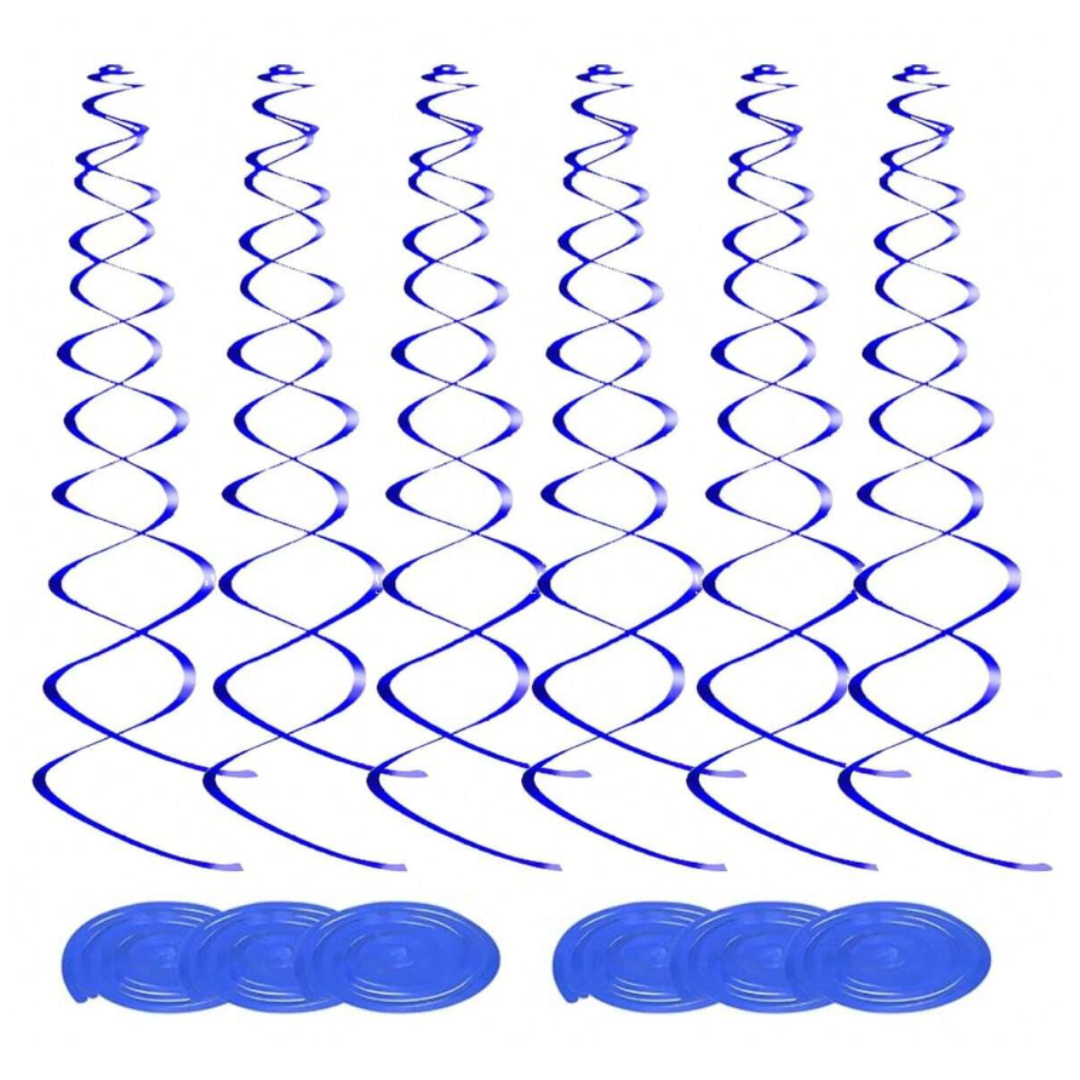 6 Pcs set Colourful Ceiling Swirl Foil Decorations Hanging Plastic Streamer