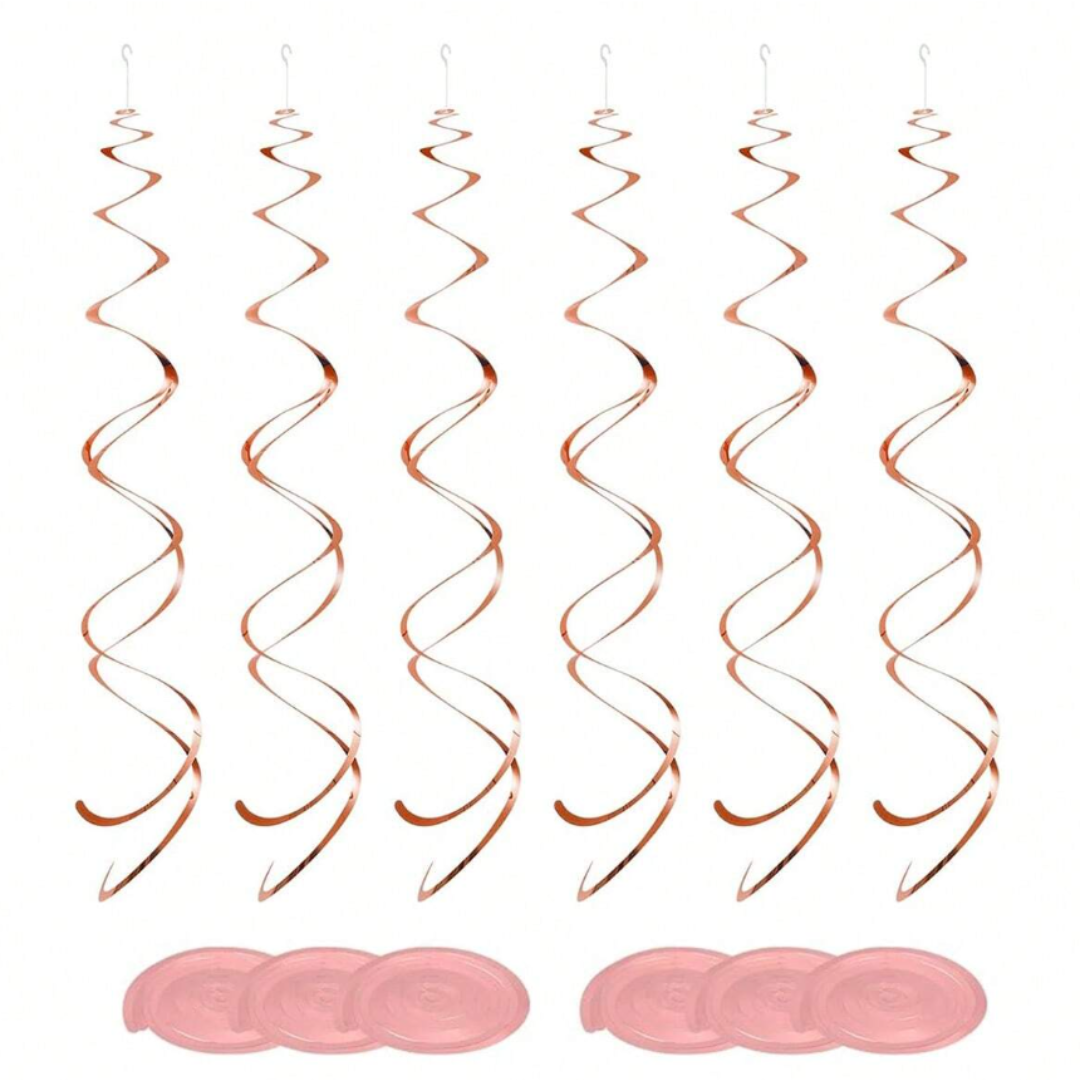 6 Pcs set Colourful Ceiling Swirl Foil Decorations Hanging Plastic Streamer